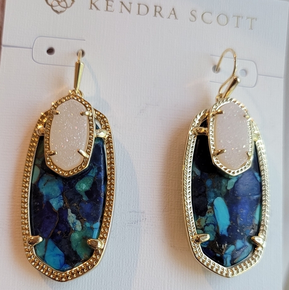 Custom Kendra Scott Veined Lapis Turquoise & Iridescent...